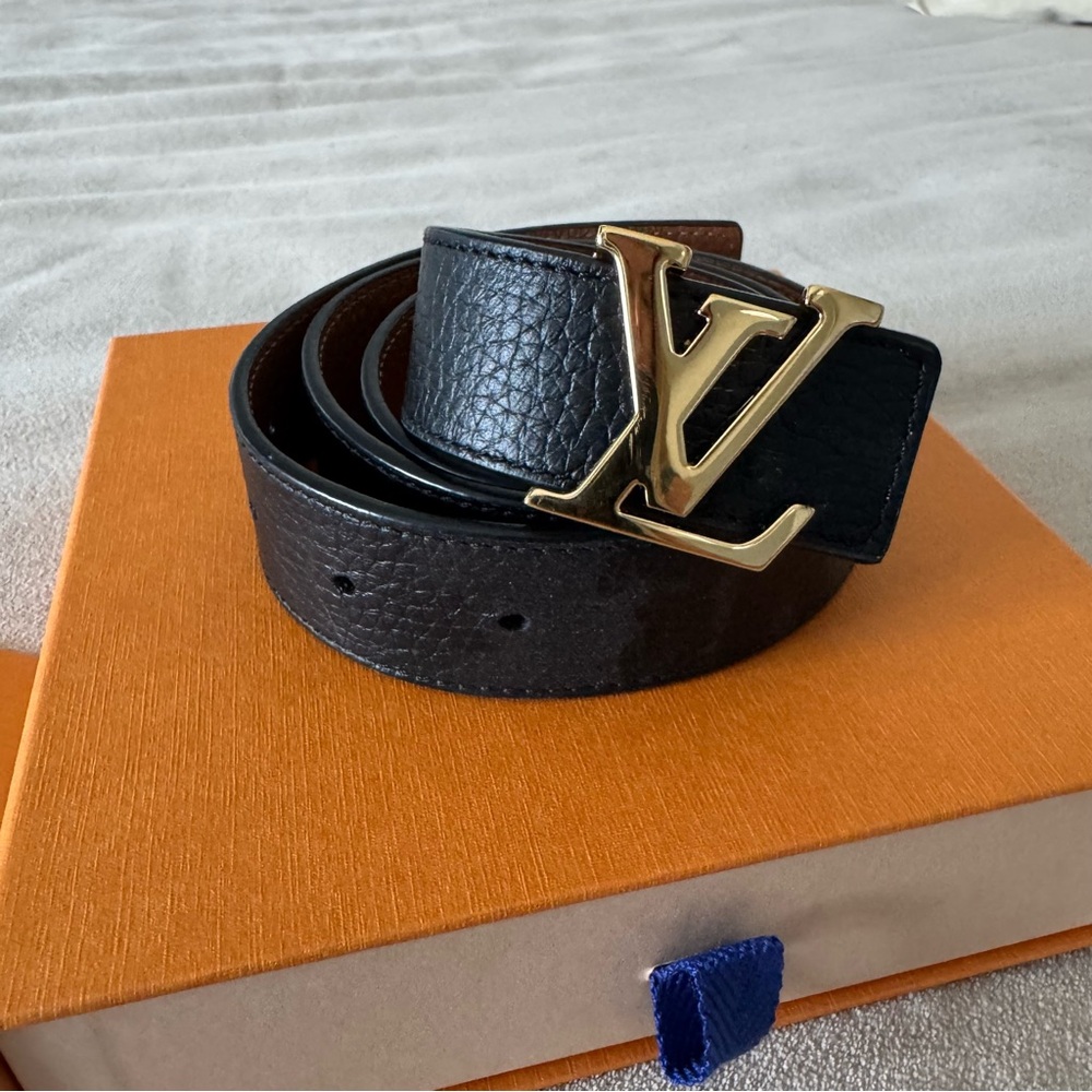 LOUIS VUITTON LV INITIALES 30MM REVERSIBLE BLACK/ BROWN LEATHER BELT - Picture 4 of 9